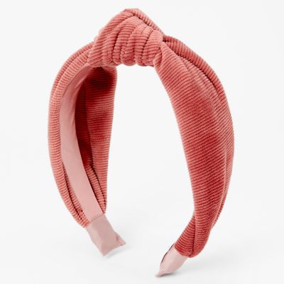 Velvet Ribbed Knotted Headband - Mauve