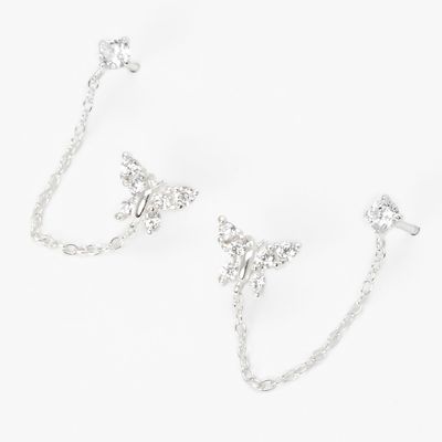 Sterling Silver Butterfly Connector Earrings