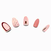 Pink Bling Stiletto Vegan Faux Nail Set - 24 Pack