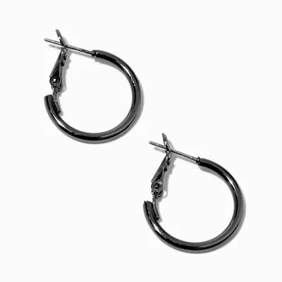 Hematite 20MM Tube Hoop Earrings