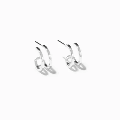 Silver 15MM Double Hoop Earrings
