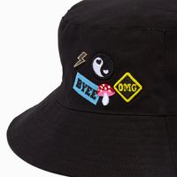 Embroidered Patches Black Bucket Hat