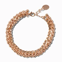 Gold-tone & Tan Chunky Woven Chain Bracelet