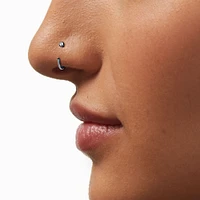 Mixed Crystal 18G Silver-tone Titanium Nose Rings - 6 Pack