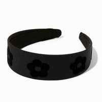 Flat Black Daisy Wide Headband