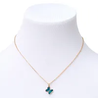 Butterfly Birthstone 16" Gold Pendant Necklace