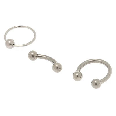 Titanium 16G Assorted Cartilage Earrings - 3 Pack