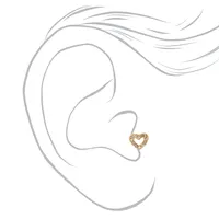 Gold Crown & Heart Mixed Tragus Earrings - 3 Pack