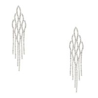 Silver Tone Faux Crystal Fish Scale Drop Earrings