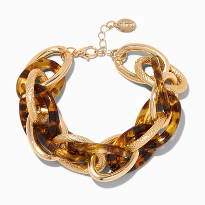 Gold-tone Tortoiseshell Chain Link Extended Length Bracelet