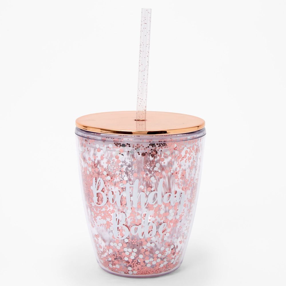 Birthday Babe Sequin Tumbler - Clear