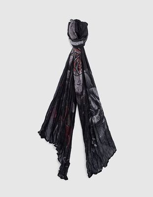 Chèche noir visuel squelette et roses Homme IKKS | Mode Automne Hiver Accessoires
