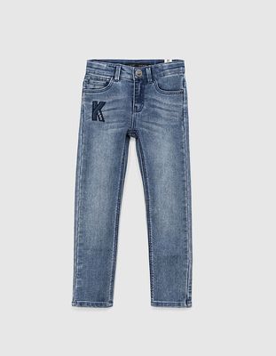 jean slim stone blue à patch garçon  IKKS | Mode Automne Hiver Pantalon,
