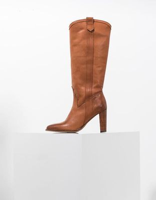 Bottes hautes à talons en cuir femme IKKS | Mode Printemps Eté Chaussures