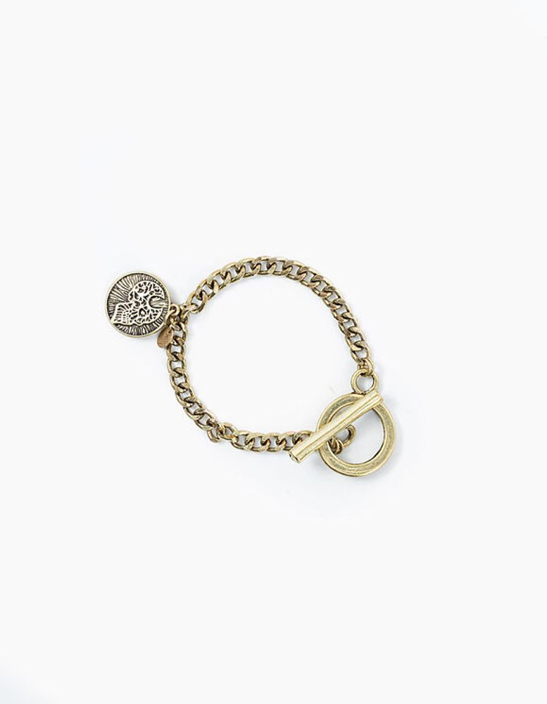 Bracelet chaine médaille squelette antik gold femme IKKS | Mode Printemps Eté Bijoux