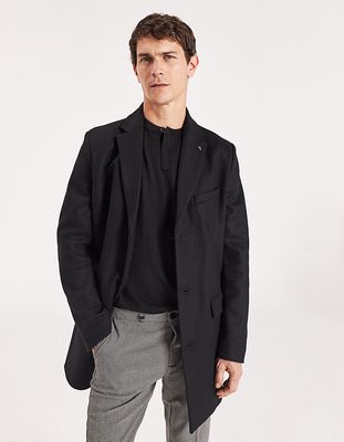 Manteau noir à parementure amovible molleton Homme IKKS | Mode Automne Hiver Parka, trench, blouson