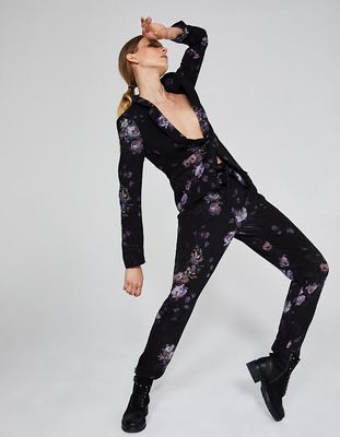 Pantalon tailleur en crêpe imprimé fleurs esquisses femme IKKS | Mode Automne Hiver TOUT VOIR