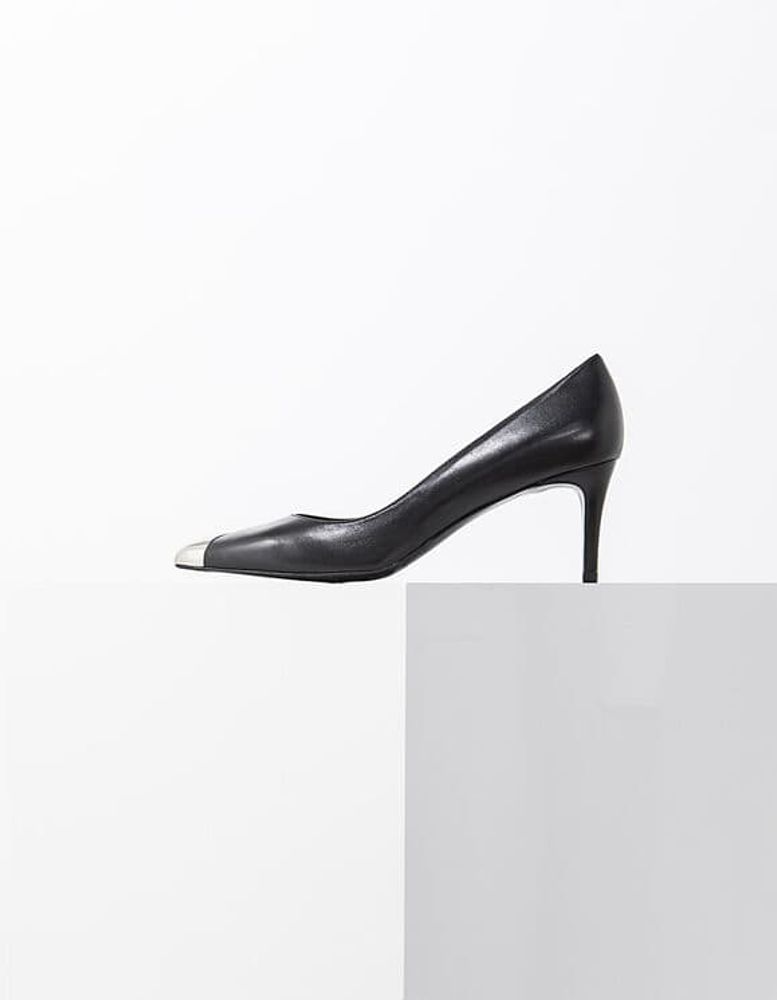 Escarpins pointus en cuir noir talons 7,5 cm femme IKKS | Mode Automne Hiver Chaussures