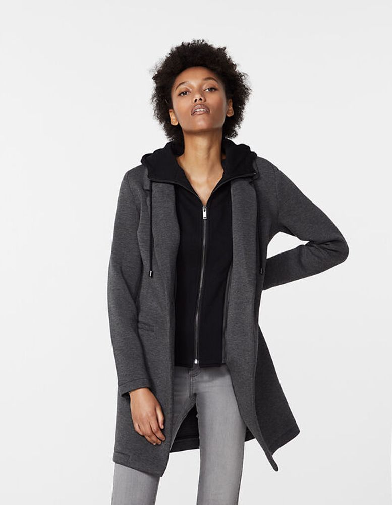 Manteau long en néoprène et capuche amovible femme IKKS | Mode Automne Hiver Manteau, parka