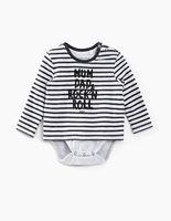 Body marinière mastic chiné coton bio bébé IKKS | Mode Printemps Eté Bodies & Pyjama