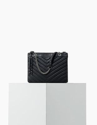 Sac double pochettes 1440 REPORTER en cuir matelassé femme IKKS | Mode Automne Hiver Sac