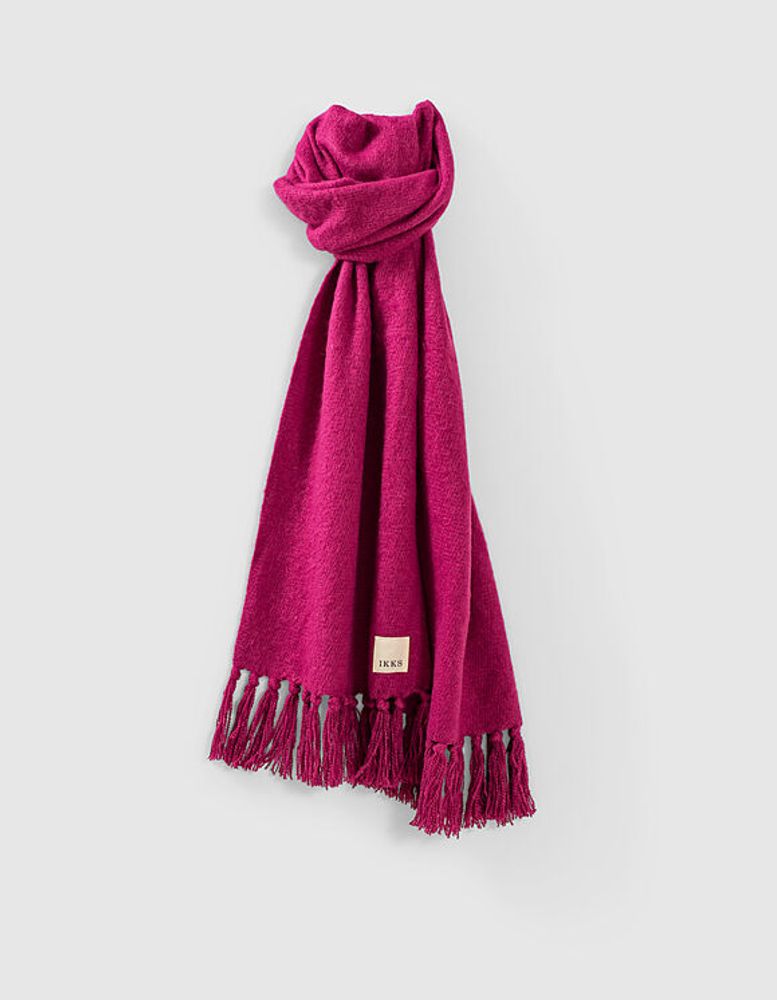 Echarpe mousseuse coloris fuchsia bords frangés femme IKKS | Mode Automne Hiver Chèche, foulard