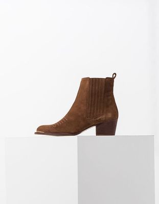 Boots en cuir camel broderies folk femme IKKS | Mode Automne Hiver Chaussures