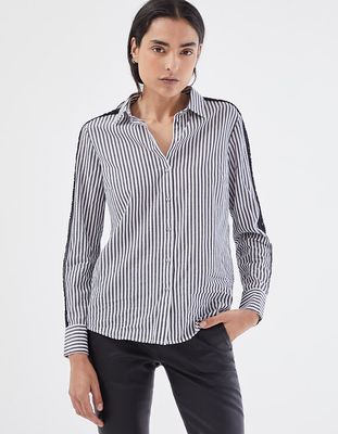 Chemise à rayures en 100% coton apport dentelle femme IKKS | Mode Automne Hiver Chemise, blouse