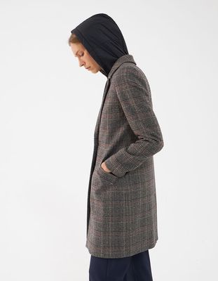 Manteau mi- long à carreaux capuche amovible femme IKKS | Mode Automne Hiver Manteau, parka