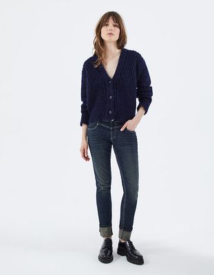 Jean slim bleu détails surpiqûres coupe sculpt up femme IKKS | Mode Automne Hiver Pantalon, combinaison, jeans