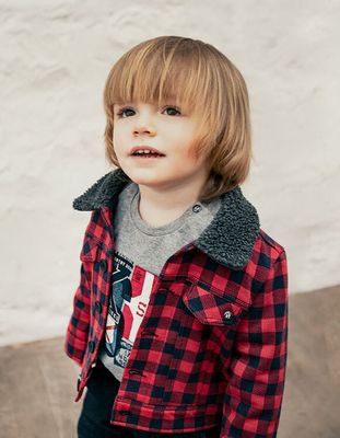 Veste navy et rouge à carreaux bébé garçon  IKKS | Mode Automne Hiver Manteau, parka