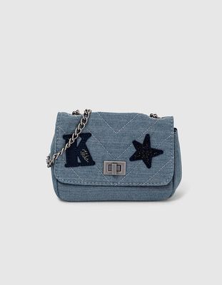 Sac bandoulière blue grey matelassé brodé fille IKKS | Mode Automne Hiver Accessoires