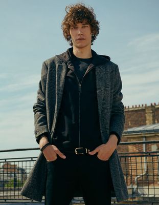 Manteau noir à carreaux Homme IKKS | Mode Automne Hiver Parka, trench, blouson
