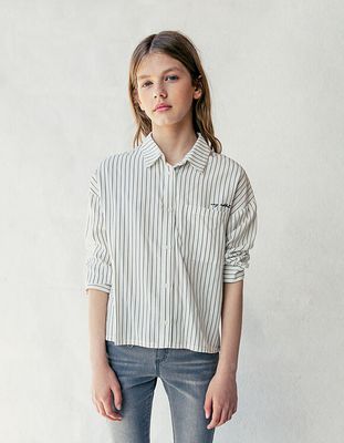 chemise blanc cassé à rayures noires fille IKKS | Mode Automne Hiver Tee-shirt, top,