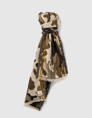 Chèche épais jacquard motif camouflage femme IKKS | Mode Automne Hiver Chèche, foulard