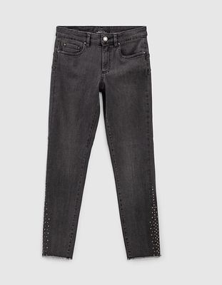 Jean slim gris cropped clous bijoux, coupe sculpt up femme IKKS | Mode Automne Hiver Pantalon, combinaison, jeans
