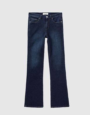 Jean slim flare bleu taille haute clous bijoux femme IKKS | Mode Automne Hiver Pantalon, combinaison, jeans