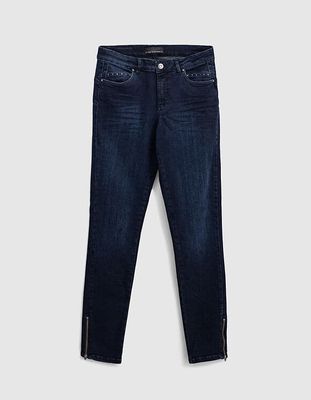 Jean slim bleu 7/8ème détails clous, coupe sculpt up femme IKKS | Mode Automne Hiver Pantalon, combinaison, jeans