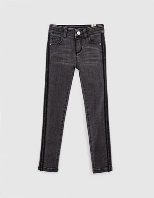 jean skinny black used à ganses-chaîne latérales fille IKKS | Mode Automne Hiver Pantalon,