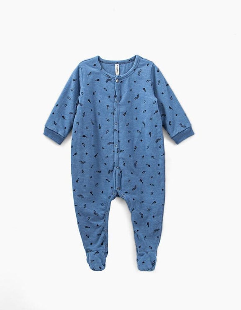 Dors-bien bleu moyen imprimé rock coton bio bébé IKKS | Mode Printemps Eté Bodies & Pyjama