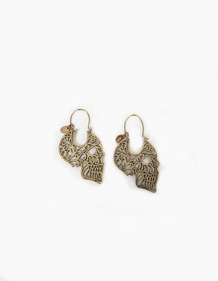 Boucles d'oreilles têtes de mort antik gold femme IKKS | Mode Printemps Eté Bijoux