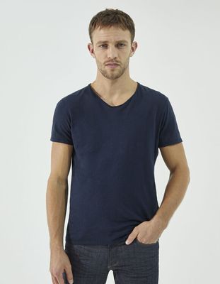Tee-shirt L'Essentiel marine col V Homme IKKS | Mode Printemps Eté Tee-shirt