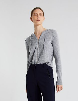 Cardigan à capuche gris en cachemire chevrons femme IKKS | Mode Automne Hiver Pull, cardigan, sweat