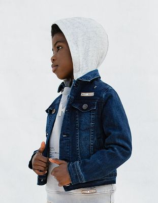 veste en jean blue vintage à capuche amovible garçon  IKKS | Mode Automne Hiver Manteau, parka,