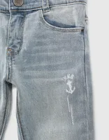 Jean slim faded blue printé coton bio waterless garçon