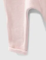 Pantalon rose pâle molleton bio bébé