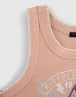 Débardeur rose visuel étoile-ailée fille