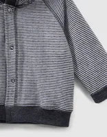 Cardigan réversible gris chiné et rayé coton bio bébé