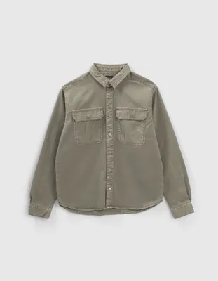 Chemise kaki avec poches et dos reliefés garçon