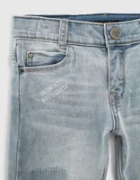 Jean slim faded blue printé coton bio waterless garçon
